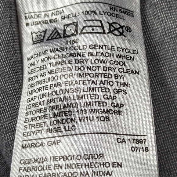 Gap Women's Long Flare Sleeve Chambray Size Medium popover Top Keyhole Back b12 - Picture 4 of 10